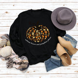 Autumn Leaves Letters Round Neck Pumpkin Halloween Long-sleeved Sweater Women
