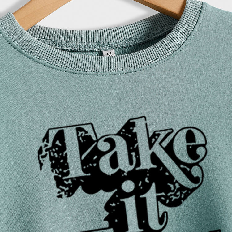 Take It Easy Letter Loose Women's Long Sleeve Plus Size Sweatshirt Women