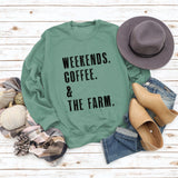 WEEKENDS COFFEE Round Neck Loose Long-sleeved Sweater Women