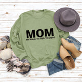 Mom The Woman The Myth Spot Letter Loose Long Sleeve Plus Size Sweater