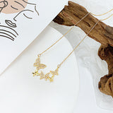 Simple et polyvalent avec le même pendentif papillon en acier inoxydable, chaîne de clavicule en acier titane pour femmes