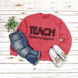Letter Round Neck Shirt Long Sleeve TEACH Love Printed Loose Sweater