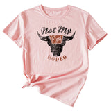 Not My Rodeo Vintage Fun Pattern T-shirt à manches courtes et col rond pour femme