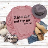 Printed Round Neck Letter Stitching Tops Long Sleeve Thou Shall Not Women's Printed Sweatshirt