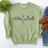 Round Neck Tops Long Sleeve Print Loose Sweatshirt