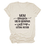 MAMAN GRAND-MÈRE GRANDE MODE LETTRE CREWNECK T-SHIRT À MANCHES COURTES FEMME-Shirt