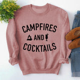 Autumn and winter new women's campfires and cocktails letter printed sweater
