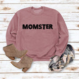 MOMSTER Printed Loose Round Neck Tops Long Sleeve Round Neck Sweatshirt