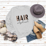 HAIR Stylist Letter Print Long-sleeved Fall and Winter Bottoming T-shirt Round Neck Sweater Shirt