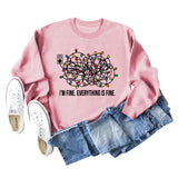 I'M FINE EVERYTHING Letters Round Neck Light Band Long-sleeved Sweater Women