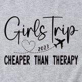 T-shirt décontracté à manches courtes et col rond pour filles, lettre Trip, 2023