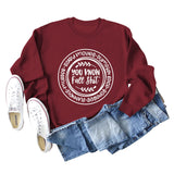 You Know Fall Shit Crew Neck Letter Loose Long Sleeve Plus Size Sweater