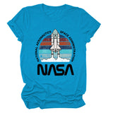 NATIONAL AERONAUTICS Summer New Letter Rocket Printing Short Sleeve T-shirt Female
