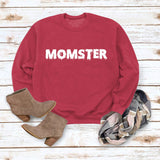 MOMSTER Printed Loose Round Neck Tops Long Sleeve Round Neck Sweatshirt