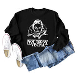 Not Today Vecna Letters Loose Long Sleeve Printed Sweater