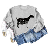 Plant Flower Sheep Print New Autumn and Winter Women's Long Sleeve Loose Large Sweater