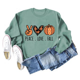 PEACE. LOVE.FALL Letters Love Pumpkin Round Neck Long-sleeved Sweater Women