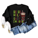 HO HO HOLY SHIT SPOT LETTER COFFEE LOOSE LONG SLEEVED SWEATSHIRT WOMEN