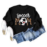 Soccer Mom Football Love Letter Leopard Crew Neck Fall/Winter Long Sleeve Sweater Women