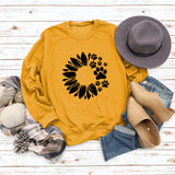 Women's Tops Sunflower Dog Print Casual Long-sleeved Sweatshirt