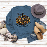 Autumn Leaves Letters Round Neck Pumpkin Halloween Long-sleeved Sweater Women