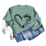 Love Camping Bus Print Round Neck Long Sleeve Oversized Sweatshirt Women