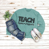 Letter Round Neck Shirt Long Sleeve TEACH Love Printed Loose Sweater