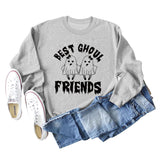 BEST GHOUL FRIENDS WOMEN'S MONOGRAM PRINT BOTTOMED CREWNECK SWEATSHIRT