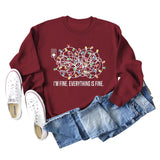 I'M FINE EVERYTHING Letters Round Neck Light Band Long-sleeved Sweater Women