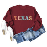 TEXAS Letter Printing Fashionable Autumn Winter Round Neck Long Sleeve Loose Oversize Sweater