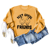 BEST GHOUL FRIENDS WOMEN'S MONOGRAM PRINT BOTTOMED CREWNECK SWEATSHIRT