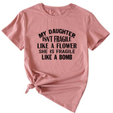 Großes Damen-T-Shirt mit Aufdruck „MY DAUGHTER ISN'T“ in Buchstabenform, kurzärmelig