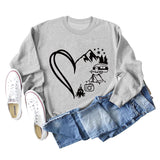 Love Camping Bus Print Round Neck Long Sleeve Oversized Sweatshirt Women