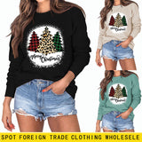 MERRY Christmas Letter Plaid Leopard Print Christmas Tree Sweater Girl