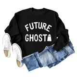 SPOT FUTURE GHOST GHOST LETTER LOOSE LONG SLEEVES PLUS SIZE SWEATSHIRT WOMAN