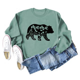 Mama Bear Letter Printing Round Neck Loose Bottoming Long-sleeved Shirt Ladies Plus Size Sweater