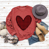 Valentine's Day Women's Fall and Winter Plaid Love Print Sweater
