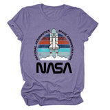 NATIONAL AERONAUTICS Summer New Letter Rocket Printing Short Sleeve T-shirt Female
