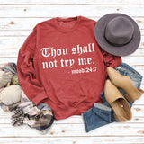 Printed Round Neck Letter Stitching Tops Long Sleeve Thou Shall Not Women's Printed Sweatshirt