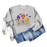 Skull Bat Print Loose Crewneck Long Sleeves Plus-size Sweatshirt Woman