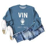 Spot Round Neck Oversize Bottoming Shirt for Women VIN Letter 1927 Sweater