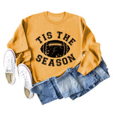 SPOT TIS THE SEASON RUGBY LETTER PRINT LONG SLEEVED SWEATSHIRT WOMEN