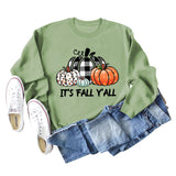 It's Fall Y'll Pumpkin Halloween Round Neck Long Sleeve Sweater Women