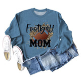 FOOTBALL MOM LETTERS Leopard Underlay Long Sleeve Oversized Sweater Girl