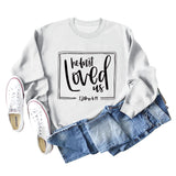 He First Loved Us Base Lettering Long Sleeved Large Sweater Women