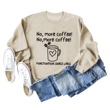 No More Coffee Heart Letters Loose Long-sleeved Women's Sweatshirt