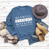 HISWILL Letters Round Neck Women Long-sleeved Loose Printed Sweatshirt