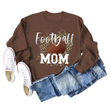 FOOTBALL MOM LETTERS Leopard Underlay Long Sleeve Oversized Sweater Girl