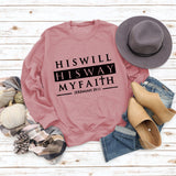 HISWILL Letters Round Neck Women Long-sleeved Loose Printed Sweatshirt