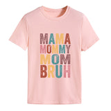 MAMA MOMMY MOM Lettre Mode Col Rond Lâche Manches Courtes T-Shirt